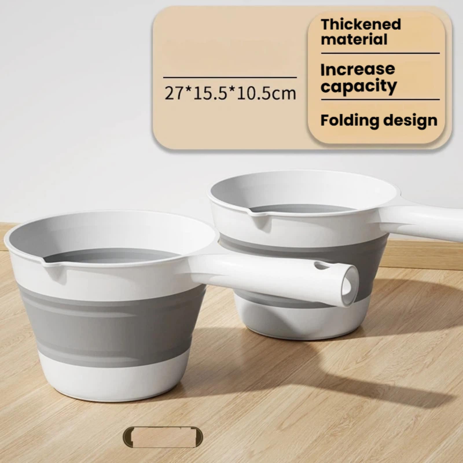 Foldable Cleaning Bucket, Capacity 5 liters, with Water Scoop and Handle, Suitable for Accessories Such as Fishing, Beach, Outdoor Camping, Kitchen