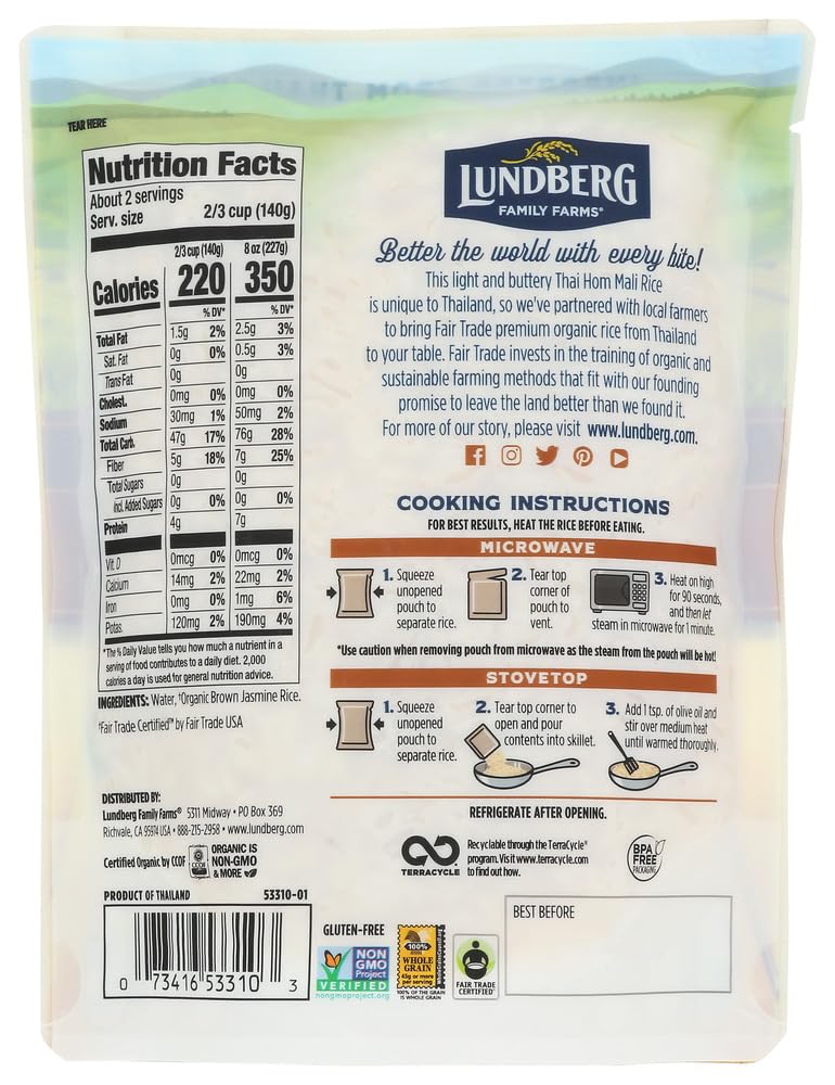 Lundb?rg Family Farms ?rganic Thai Ric? - Br?wn Jasmin? - Cas? ?f 6-8 ?z - Bulk Buy