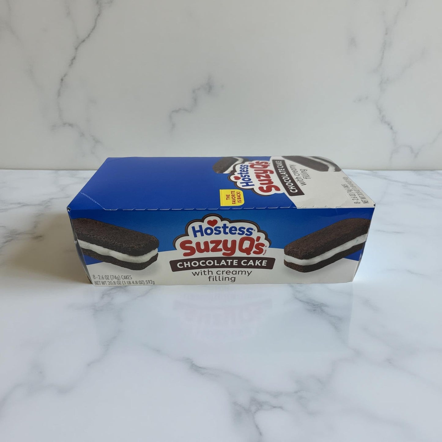 Hostess Suzy Q's Snack Cakes, Chocolate with Cream Filling, Full Size Single Serve Packs, 8 Per Box