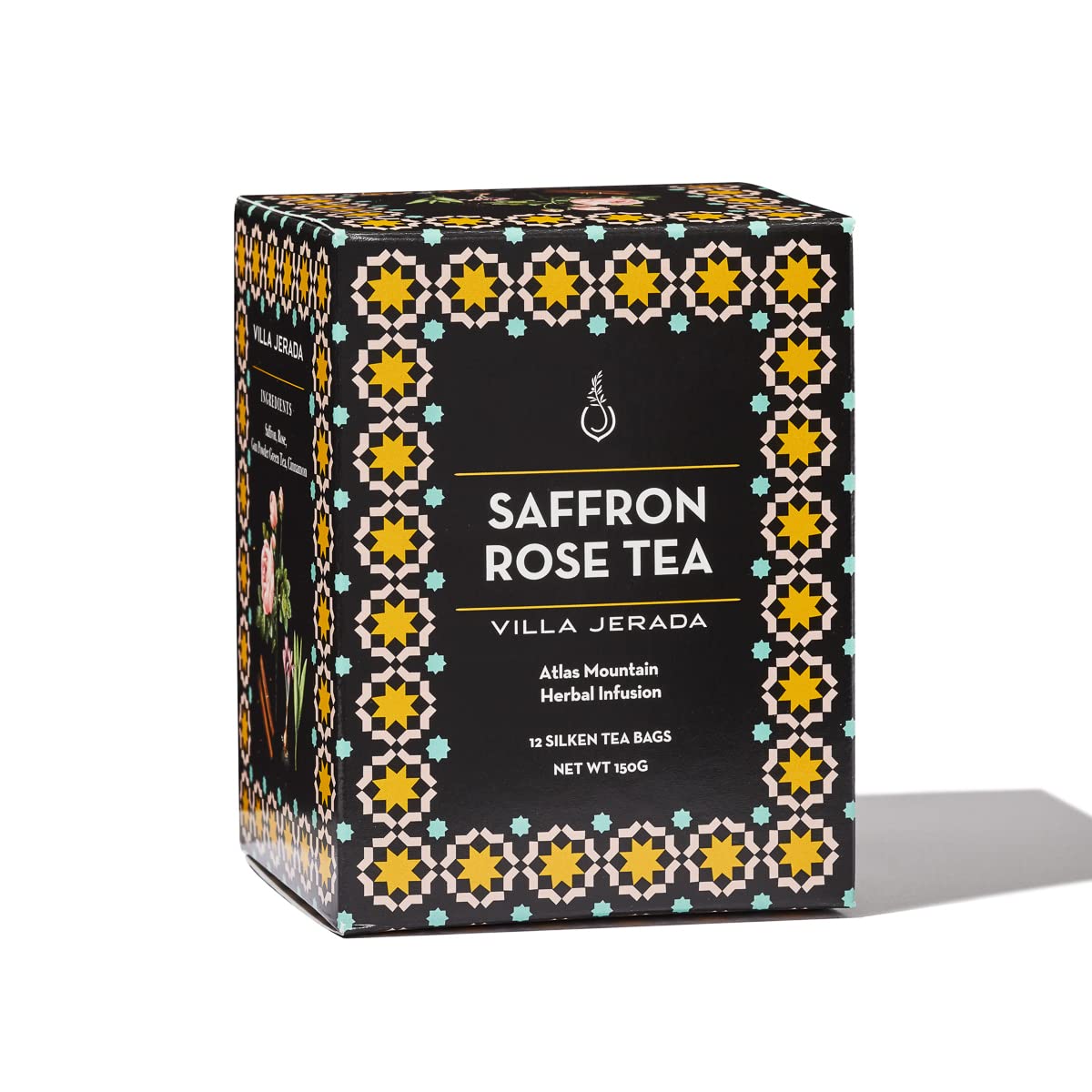 Villa Jerada, Saffron Rose Green Tea - 150g (12 Silken tea bags) - Moroccan saffron (SAFFRON GREEN TEA - 1 BOX)