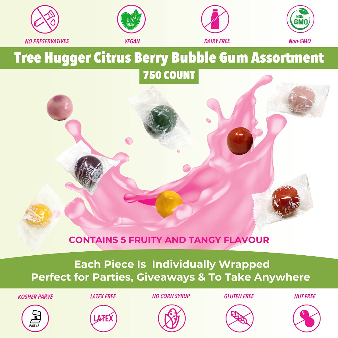 Tree Hugger Gum, Citrus Berry Mix, 750 Count