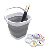 SAMMART Set of 2-2.6L (0.68 Gallon) Super Mini Sqare Collapsible Plastic Bucket - Foldable Square Tub - Portable Fishing Water Pail - Space Saving