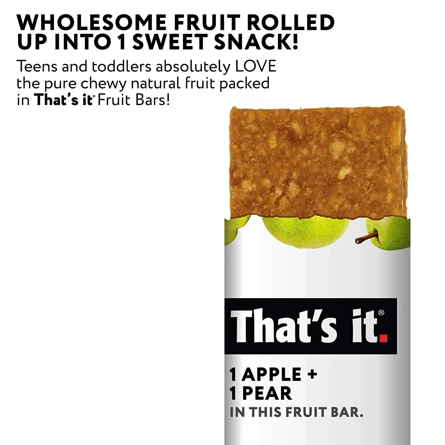 THATS IT FRUIT BAR APPLE PEAR, (12 Count of 1.2 oz Bars) 14.4 oz