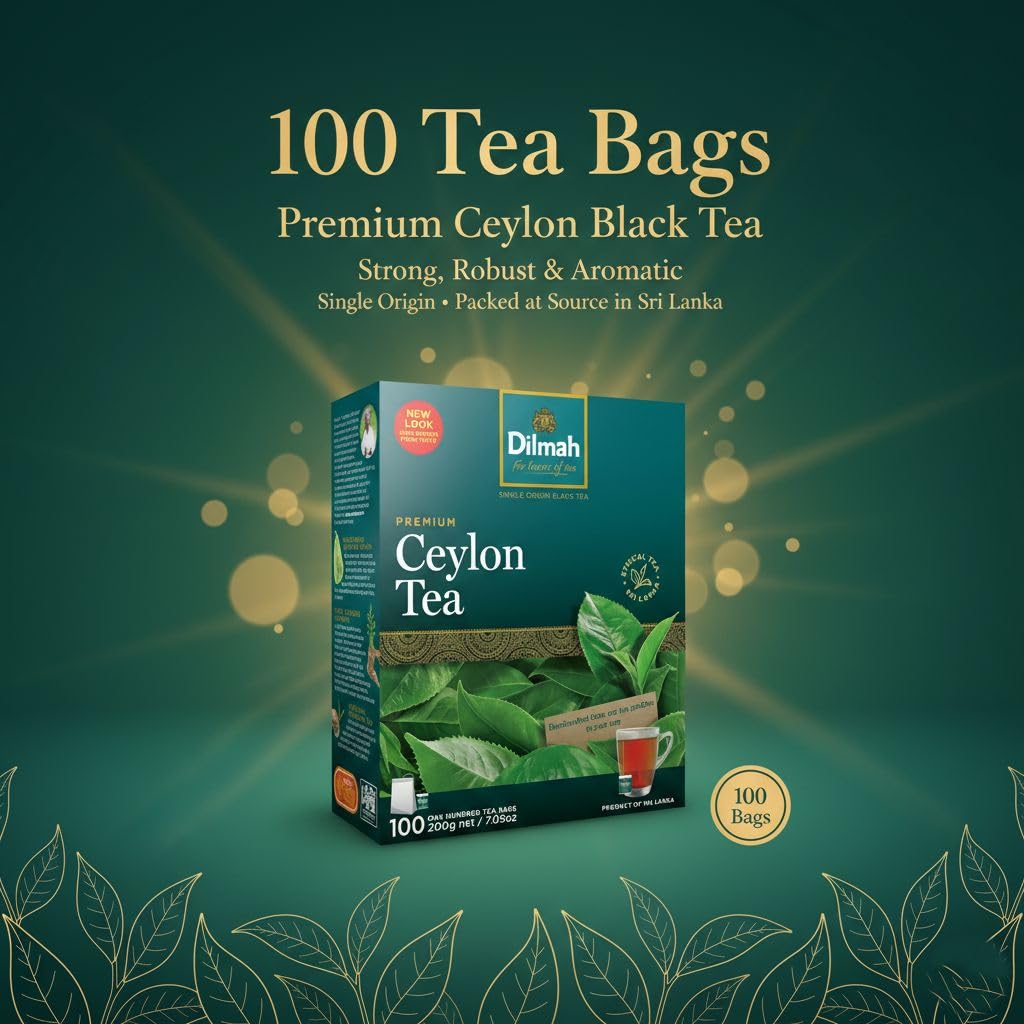 Dilmah Premium Ceylon Tea - 100 Tea Bags (200g), Pure Sri Lankan Black Tea (7.05 oz)