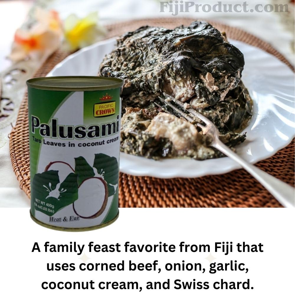 Palusami - (Pack Of 3 x 400g Can) A Taro Leaves in Coconut Cream, Tasty Meal - Heat & Eat Imported from Fiji FijiProduct.com