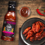 Tony Piggs Hot BBQ Sauce Fresno Creeper Flavor (19oz)- Great Condiment Topping for Wings, Ribs & Burgers at Parties- Barbecue Sauce w Hot Sauce Heat