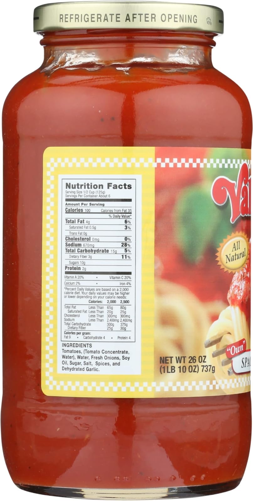 Valentino's Traditional Italian Pasta Sauce, 24 oz Jar