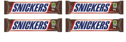 SNICKERS, Peanut Milk Chocolate Candy Bar, Full Size Bars1.07 oz each (4 full size bars)