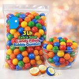 Extra Sour Candy Filled Bubble Gumballs - 3 lb Bulk Bag, Individually Wrapped Sour Gumballs with Candy Filling