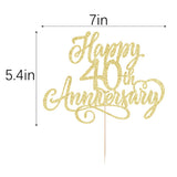 AROKIPPRY golden Glitter Happy 40th Anniversary Cake Topper - Wedding Anniversary/Company Party / 40th Birthday Party Decorations