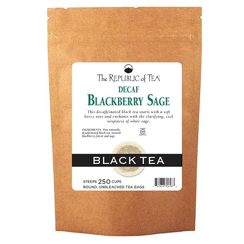 The Republic Of Tea Decaf Blackberry Sage Black Tea, 250 Tea Bags, Herbal Tea For Wisdom