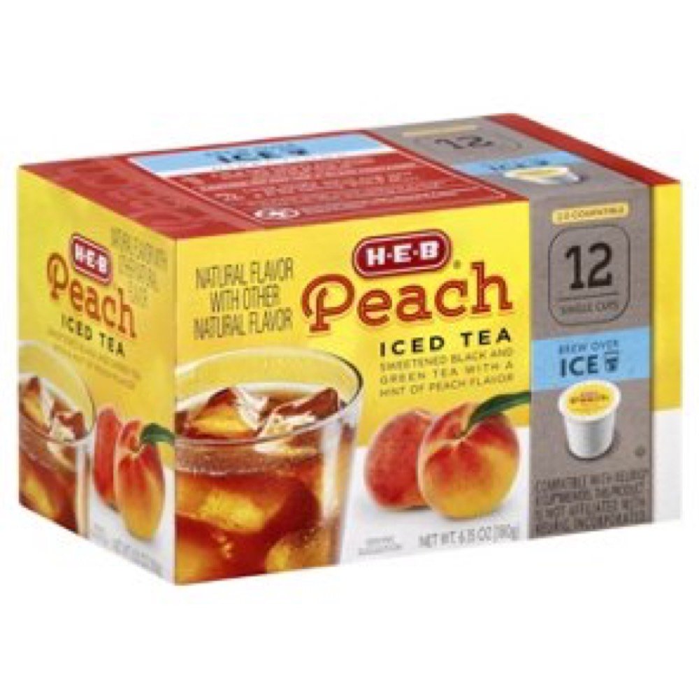 H-E-B Product Peach Iced Tea 12 Single Cups Compatible with Keurig K-cup Brewers - Set of 3