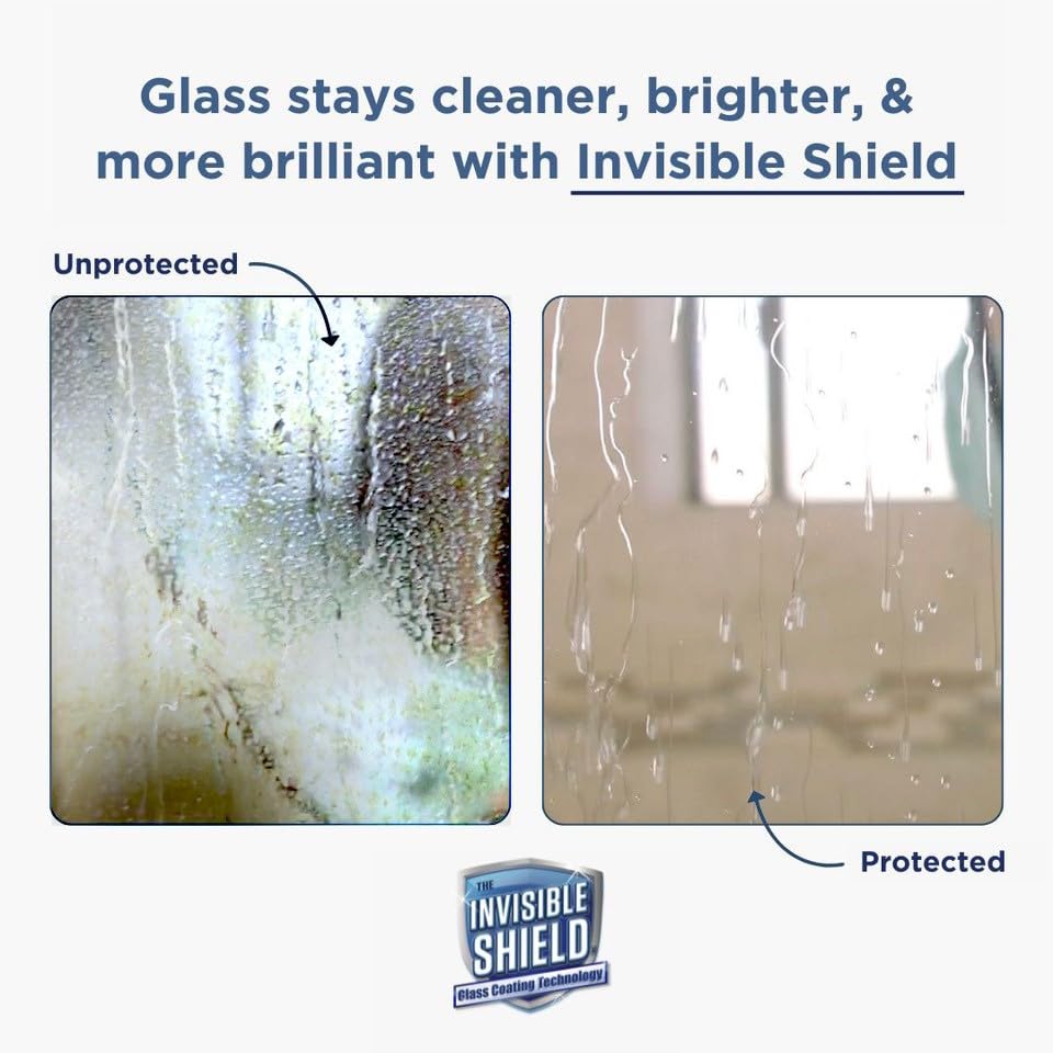 Invisible Shield Protective Glass Shower Coating for Showers, Mirrors, Windows, Tile to Repel Soap Scum and Hard Water Minerals for Easier Cleaning (2