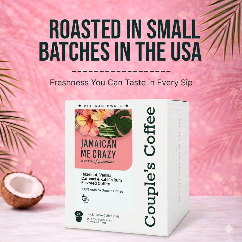 Couple's Coffee K-Cups | Gives Back to Military Families | Jamaican Me Crazy | Gourmet Flavored Coffee with Smooth Vanilla Caramel Flavors |