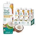 Thai Coco Organic Coconut Water, No Sugar Added, No Artificial Ingredients, Natural Electrolytes, 100% Pure, Not from Concentrate - 33.8 fl. oz. (6