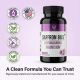 CIRCLE OF NATURE Saffron Supplement 88.5 mg with Ashwagandha & Magnesium Glycinate, Mood Uplifter, Eye Health & Better Rest, 60 Clean Capsules, Made
