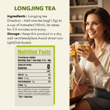 Soilmount Organic Longjing Tea - Chinese Green Tea - 18 Individually Wrapped Packets - Fresh Aroma, Balanced Sweetness, Suitable for Hot or Iced Tea