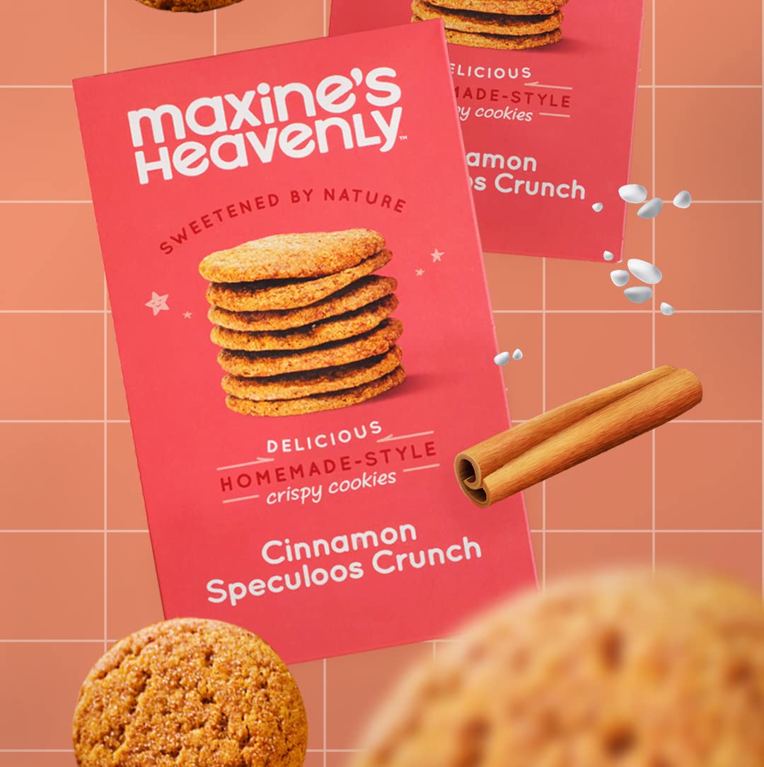 Maxine's Heavenly Crispy Cinnamon Cookies | Low Carb, Low Sugar, Vegan Snacks, Plant Based Snack, Kosher, Gluten Free Snack - Healthy Snacks | 2 Pack