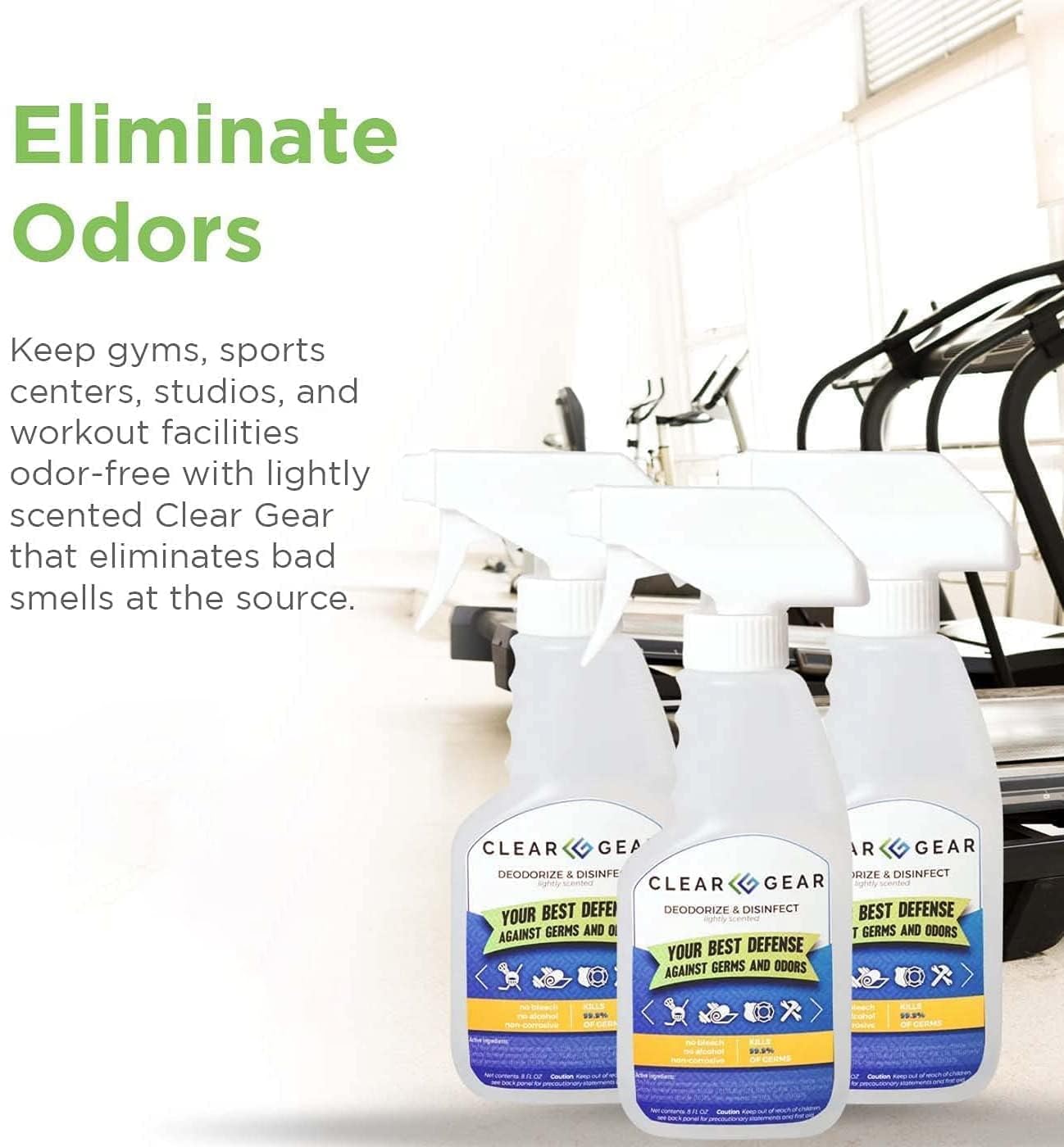 Clear Gear Disinfectant Cleaner, and Deodorizer For Sports Equipment, Gyms, and Fitness Centers - EPA-Registered, Hospital Grade, Made in USA - 1-Pack