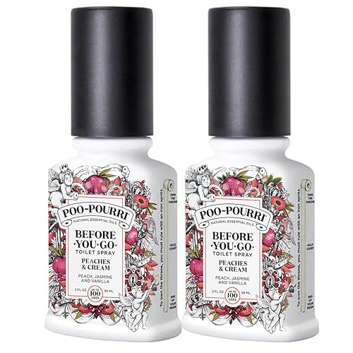 Poo-Pourri Before-You-Go Toilet Spray Peaches and Cream 2 Ounce Peach, Jasmine & Vanilla Pack of 2