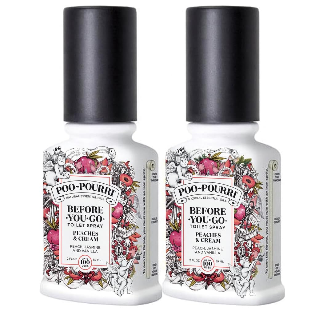 Poo-Pourri Before-You-Go Toilet Spray Peaches and Cream 2 Ounce Peach, Jasmine & Vanilla Pack of 2