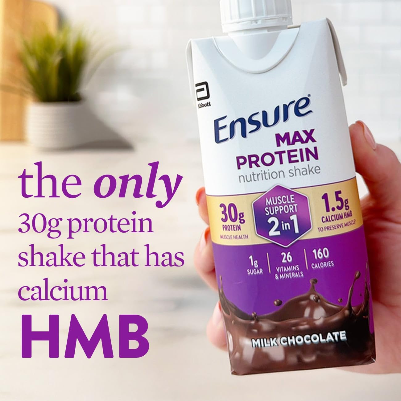 Ensure Max Protein Shake | 2-in-1 Muscle Support | 30g High Protein | HMB | 26 Vitamins & Minerals | Ready to Drink | Milk Chocolate | 11 fl oz, 12