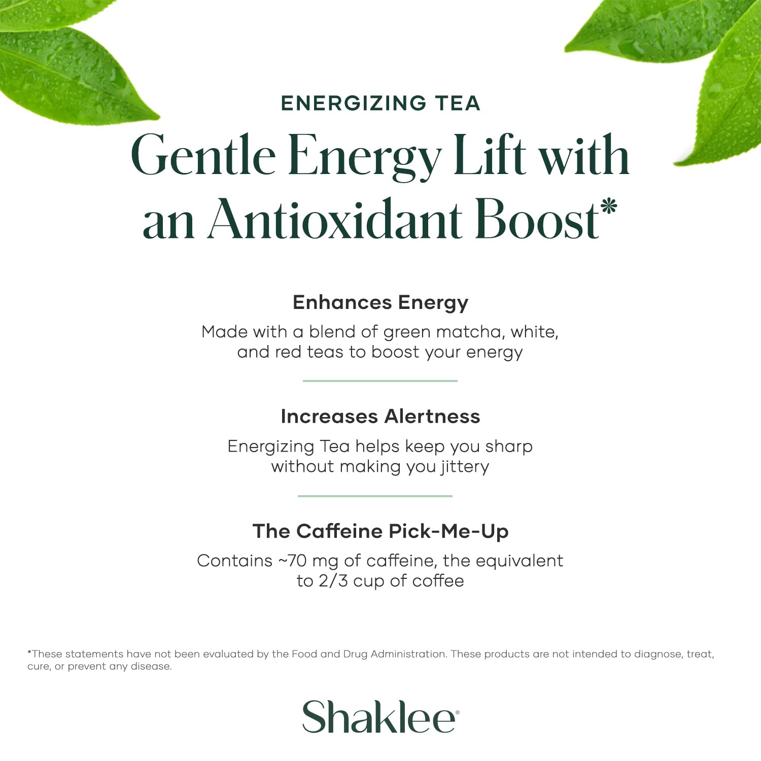 Shaklee Energizing Tea Pomegranate Flavor - Antioxidant-Rich Blend of Green, White, and Red Teas for Gentle Energy Lift - Energy Boost On-the-Go