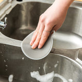 Non-Scratch Silicone Sponges Cleaning Brush Round Shape Kitchen Scrubber Sponges for Vegetable Fruits Pot Pan Dish Bowl(White)