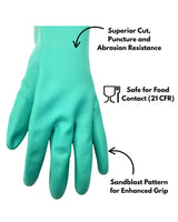 Nitri-Clean, Green Nitrile, 22mil, 18" Length, Unlined Gloves, Size Medium, Sold By Pair