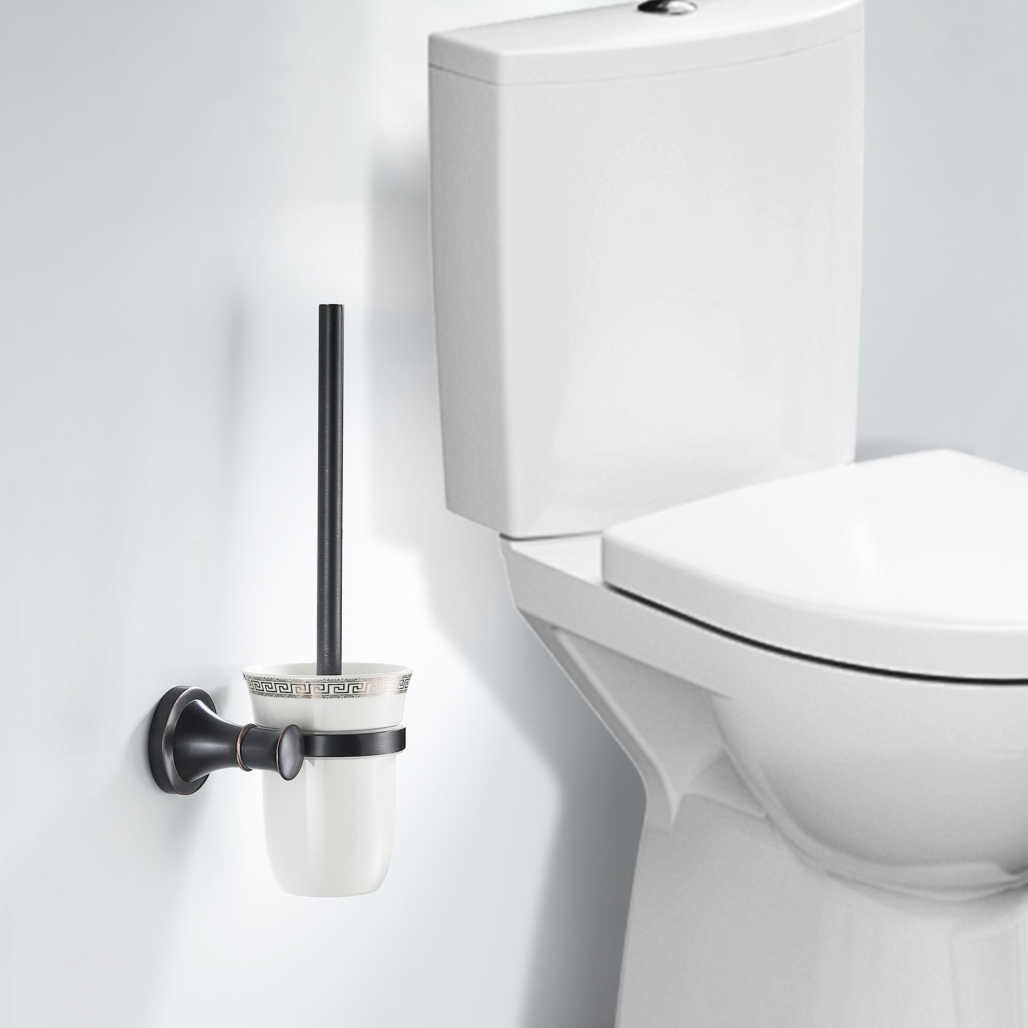 Black Bathroom Toilet Brush Holder Set Wall Mounted Bathroom Hardware Accessories,Oil Rubble Bronze