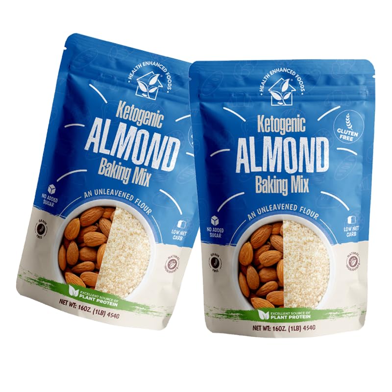Health Enhanced Foods Ketogenic Almond Baking Mix [2 Pack - 16 oz / 2 lbs] - Keto-Friendly Shortbread, Muffin & Bread Mix - Vegan, Low Carb