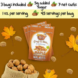 Crazy Go Nuts Walnuts Maple - Glazed Walnuts, Healthy Snacks, Vegan, Low Carb, Gluten Free, Superfood - Natural, Non-GMO, ALA, Omega 3 Fatty Acids