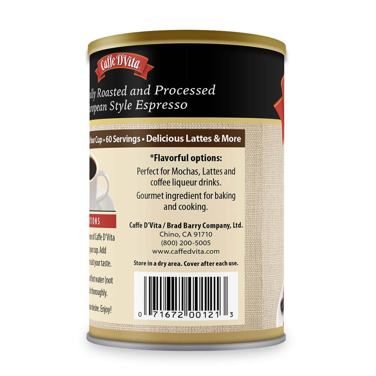 Caffe D'Vita Espresso Coffee - Instant Espresso Coffee Powder, Ground Espresso Beans, Keto, Gluten Free, No Cholesterol, No Trans Fat, Kosher-Dairy