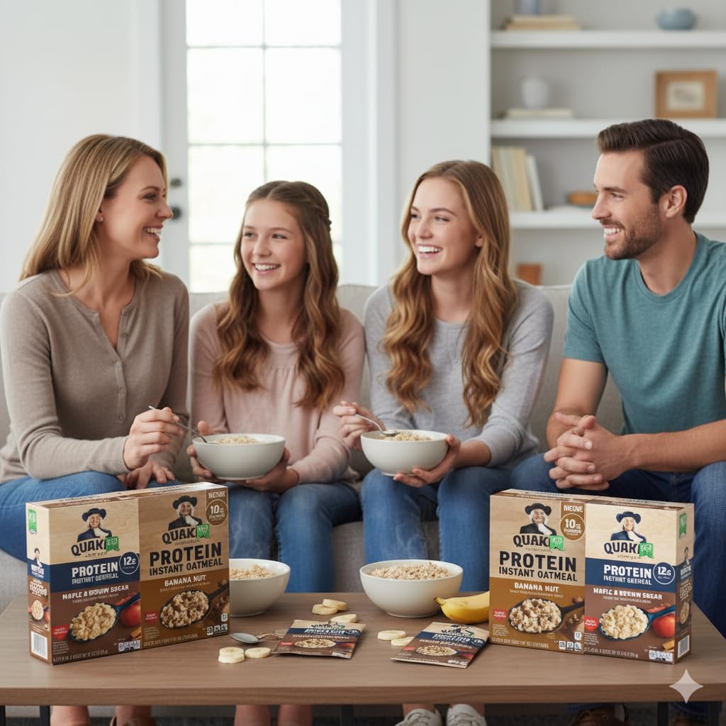 Qu@ker Instant Oatmeal Protein Pack, 20 Count, Assorted Flavors, High Protein Breakfast Oatmeal Cups, Easy Hot Breakfast Cereal, Quick On-the-Go
