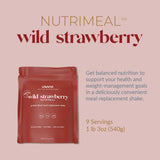 USANA Nutrimeal Meal Replacement Shake - Wild Strawberry - NON-GMO - Gluten Free - Low Glycemic - 540 Grams - 9 Servings