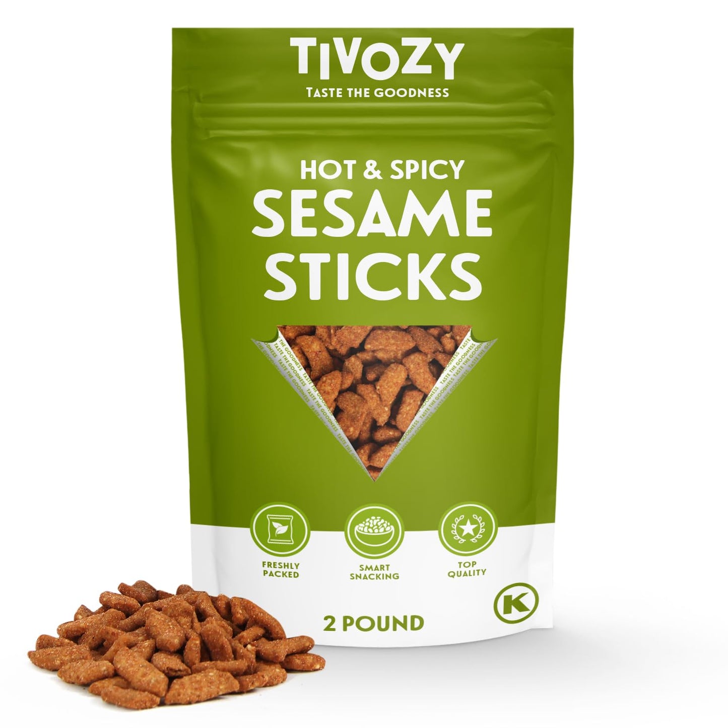 Hot and Spicy Sesame Sticks Snack 2lbs, Delicious and Fresh Snacks with the Perfect Mix of Hot, Spicy and Salty Flavor for Midday Snacking, Office