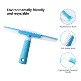 Shower Squeegee for Glass Doors, MEIBEI Squeegee for Shower Glass Door, Multi-Purpose Silicon Squeegee with Groove Gap Brush for Car Windshield, Tile