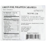 Fun Express - Green Foil Wrapped Caramels (2lbs) for Wedding - Edibles - Soft & Chewy Candy - Caramel & Licorice - 100 Pieces
