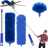 Buysenton Cobweb Duster with Extension Pole, Washable Cleaning Duster Kit with 3 Duster Heads, Cobweb Duster, Corner Brush, 15-100 Inch Long Aluminum