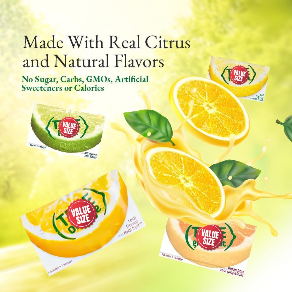 Truae Lemon, Truae Lime, Truae Orange, Truae Grapefruit, Varrirty Pack 100 Count, On-The-Go Powdered Drink Mix Variety Pack, Zero Calorie Unsweetened