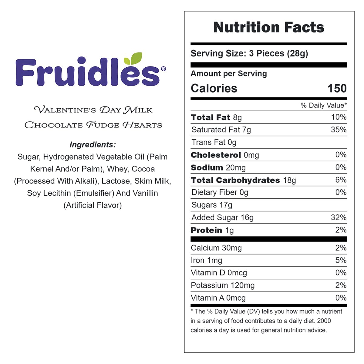 Fruidles Valentine's Milk Fudge Chocolate Hearts, Milk Creamy Chocolaty Hearts, Holiday Treats, Individually Wrapped Foils, Kosher Certified Dairy (2