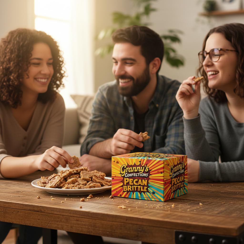 Granny’s Confections Pecan Brittle - 16 oz (454g) Premium Gourmet Candy - The Gift to Give.