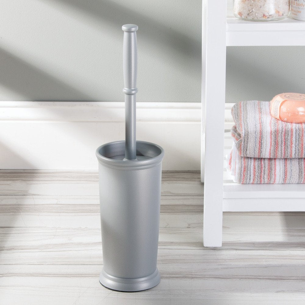 iDesign Kent Toilet Bowl Brush and Holder for Bathroom Storage - Gray