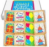 Happy Birthday Cookies 12 PACK Gift Basket | INDIVIDUALLY WRAPPED For Kids Men Women | Decorated Party Favors Gift Box | Nut Free