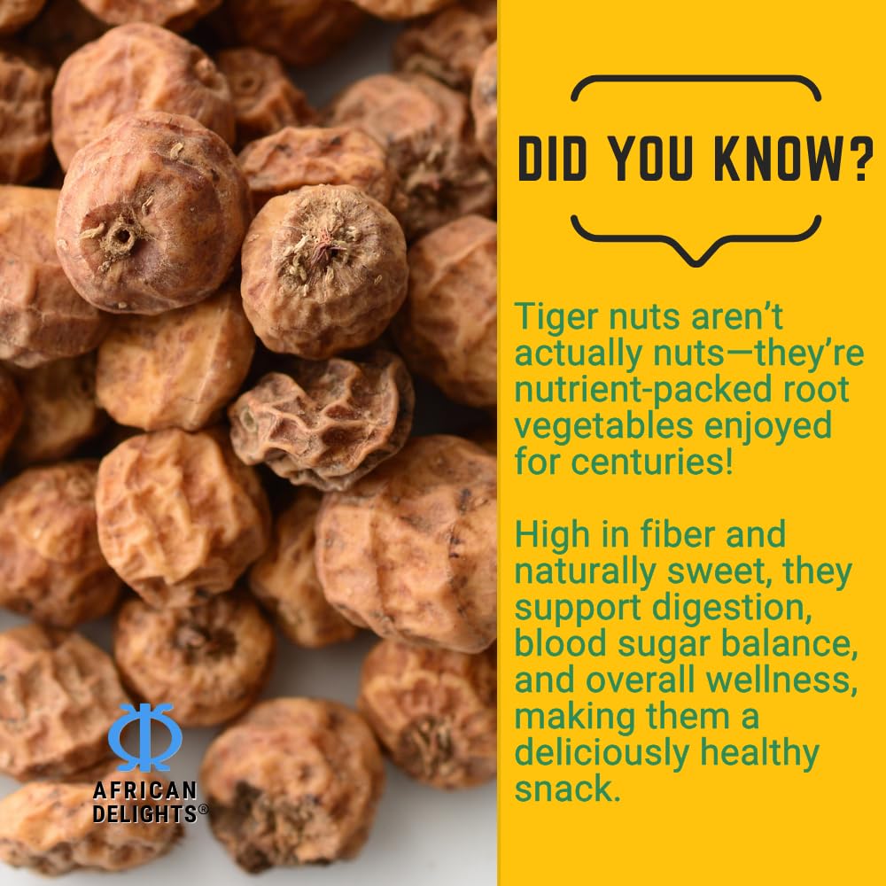 African Delights Organic Tiger Nuts Snack | Healthy Snacks | Gluten-Free, Vegan-Friendly | Fresh Tigernut Snack | Protein-Rich Superfood | 12oz