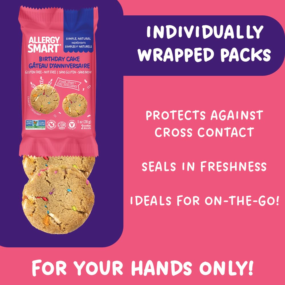 Allergy Smart Crunchy BIRTHDAY CAKE Cookies | Gluten Free, Nut Free, Egg Free, Dairy Free, Kosher, Celiac Safe | Delicious Vegan School Snack for Kids