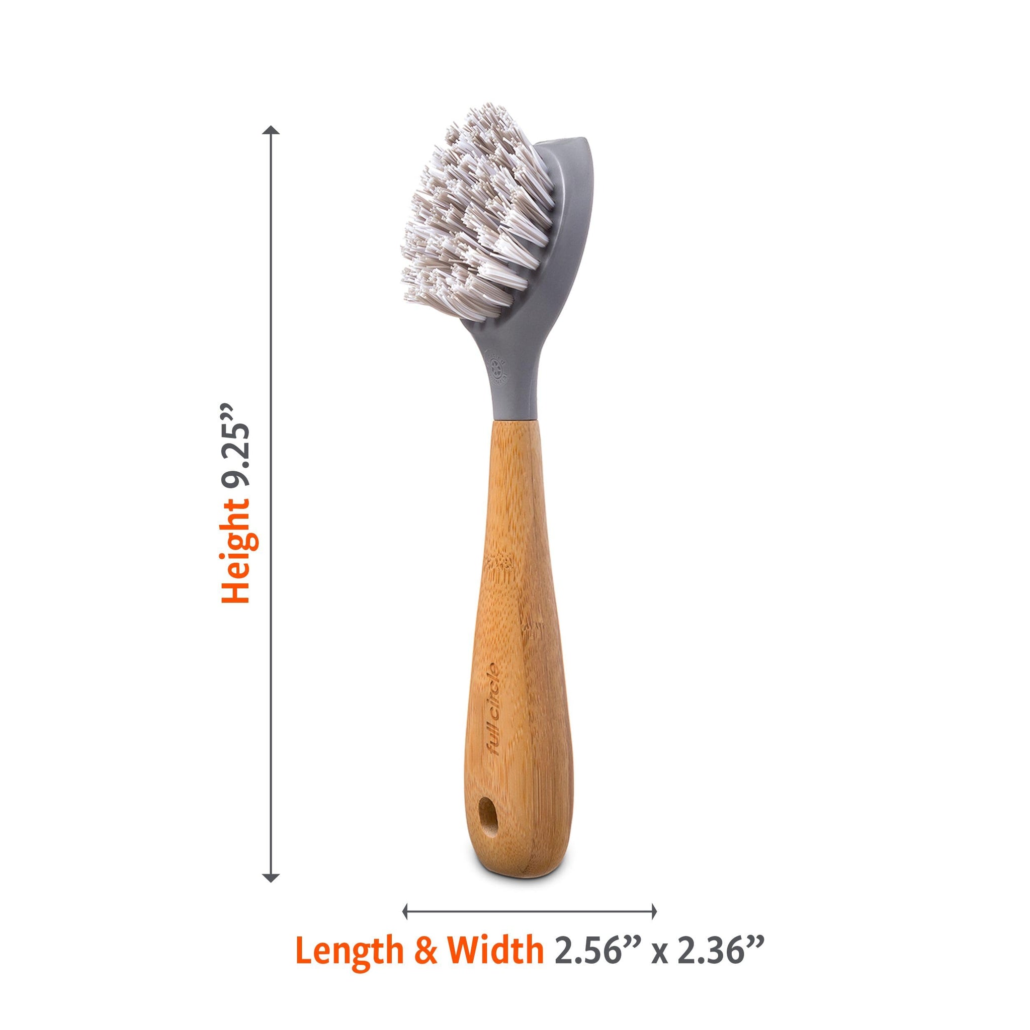 Full Circle Tenacious C Cast Iron Bamboo Dish Brush and Scraper - Durable Kitchen Scrub Brush for Dishes, Pots, Pans, and Cast Iron, Sustainable, Made