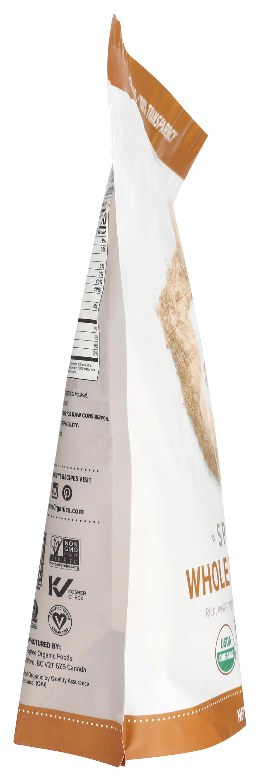One Degree Organics Sprouted Whole Wheat Flour, Glyphosate-Free, USDA Organic, Whole Grain, High Fiber, Non-GMO, Vegan, Kosher, White Flour