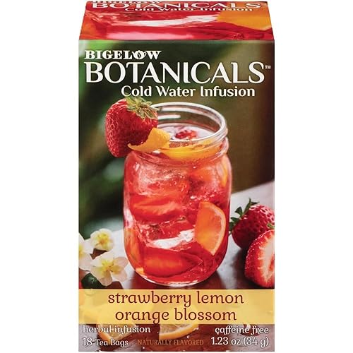 Bigelow Botanicals Cold Water Infusion Strawberry Lemon Orange Blossom Tea Bags 18 Count Box (Pack of 1), Herbal Infusion, Caffeine Free, 18 Tea Bags