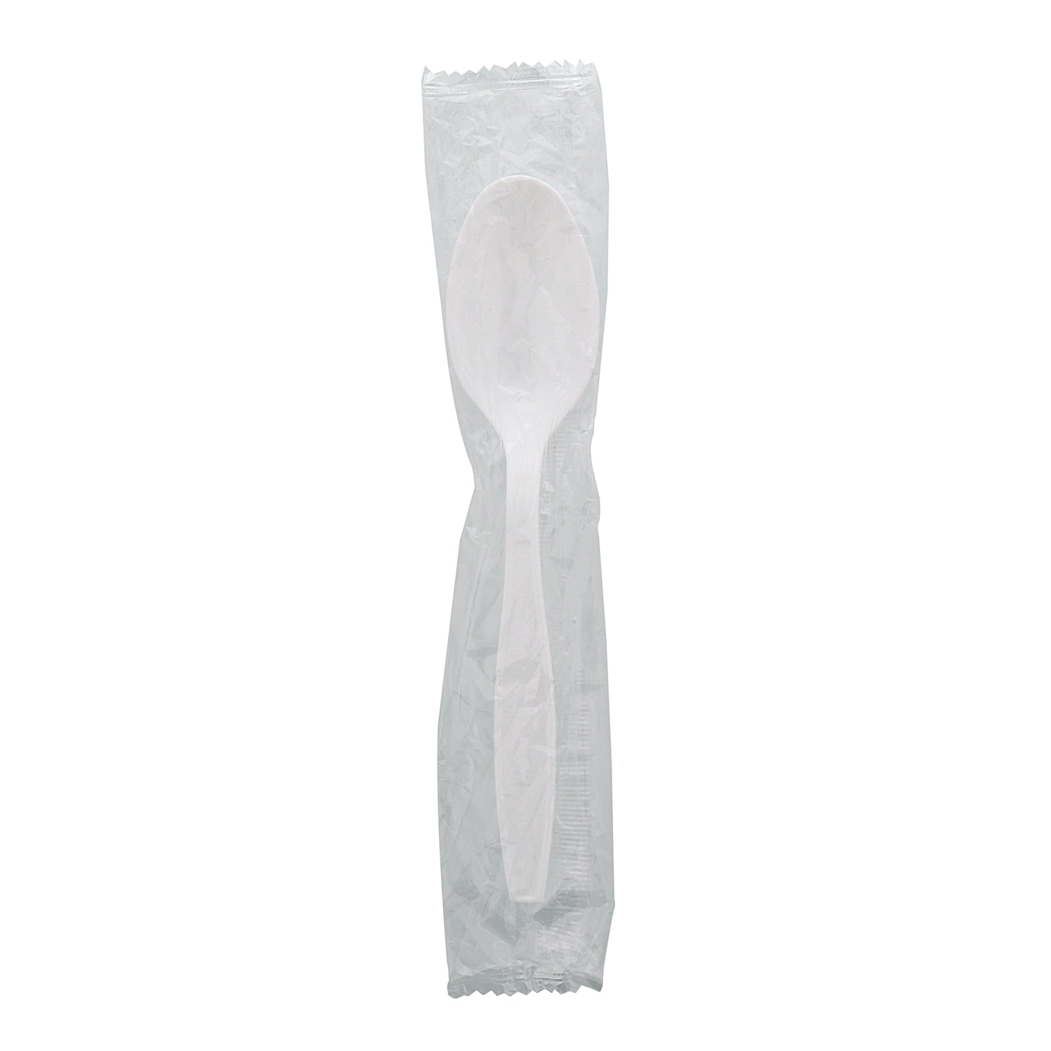 AmerCareRoyal Heavy Weight Individually Wrapped Disposable Polystyrene Plastic Teaspoons for Restaurants and Catering, White, Pack of 1000